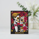 Benutzerdefinierter Text 💀 Pop Día de Muertos Postkarte (Stehend Vorderseite)