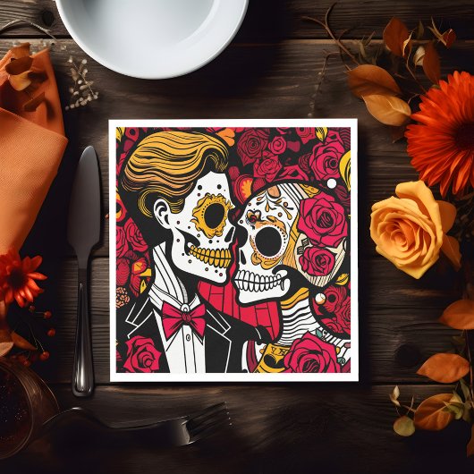 Benutzerdefinierter Text 💀 Pop Día de Muertos Serviette