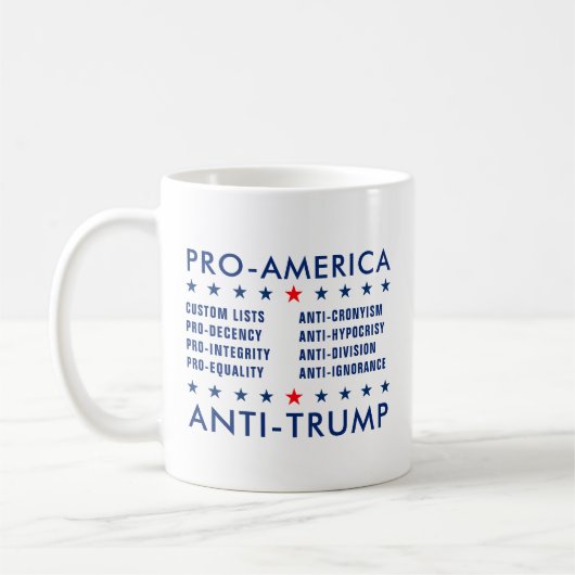 Benutzerdefinierter Text Pro-Amerika-Anti-Trump ni Kaffeetasse (Links)