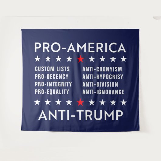Benutzerdefinierter Text Pro-Amerika-Anti-Trump Wandteppich (Vorderseite (Horizontal))