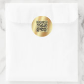 Benutzerdefinierter Text QR-Code Gold Hochladen de Runder Aufkleber (Tasche)