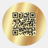 Benutzerdefinierter Text QR-Code Gold Hochladen de Runder Aufkleber (Vorderseite)