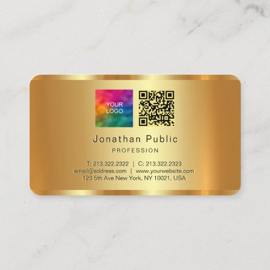 Benutzerdefinierter Text QR-Code Gold-Vorlage Visitenkarte (Rückseite)