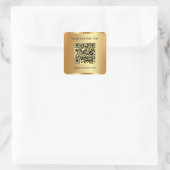 Benutzerdefinierter Text QR-Code Vorlage Gold Look Quadratischer Aufkleber (Tasche)