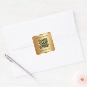 Benutzerdefinierter Text QR-Code Vorlage Gold Look Quadratischer Aufkleber (Umschlag)