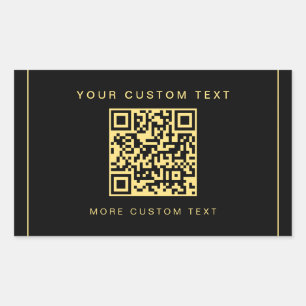 Benutzerdefinierter Text QR-Code Vorlage Schwarz & Rechteckiger Aufkleber