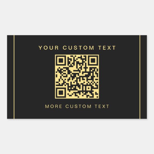 Benutzerdefinierter Text QR-Code Vorlage Schwarz & Rechteckiger Aufkleber (Vorderseite)