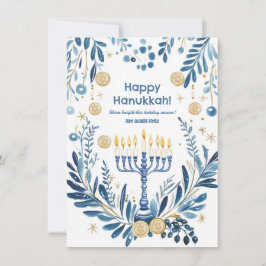 Benutzerdefinierter Text Radiant Hanukkah Blooms Feiertagskarte