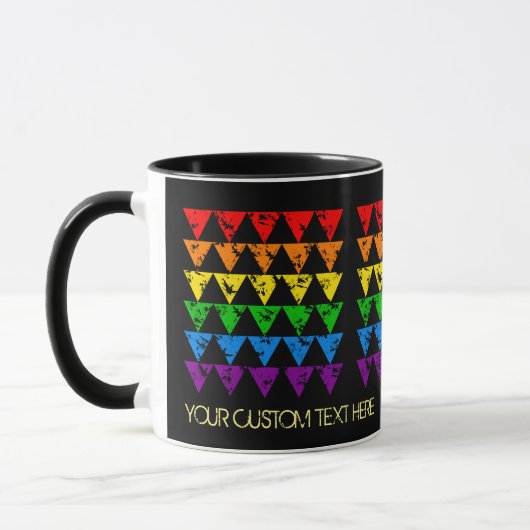 Benutzerdefinierter Text Rainbow-Dreiecke-Tasse Tasse (Links)