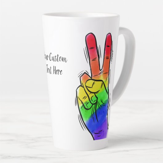 Benutzerdefinierter Text Rainbow Peace Milchtasse (Rechte Ecke)