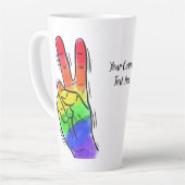 Benutzerdefinierter Text Rainbow Peace Milchtasse (Linke Ecke)