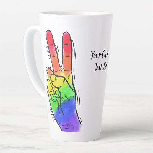 Benutzerdefinierter Text Rainbow Peace Milchtasse (Linke Ecke)