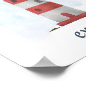 Benutzerdefinierter Text Red White Lighthouse Naut Poster (Ecke)