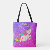 Benutzerdefinierter Text/Regenbogen Kawaii Unicorn Tasche (Rückseite)