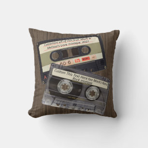 Benutzerdefinierter Text Retro Love Music Kasset Kissen