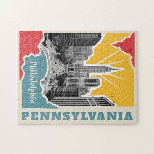 Benutzerdefinierter Text Retro Philadelphia Puzzle (Horizontal)