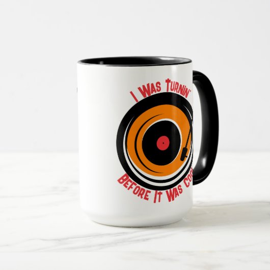 Benutzerdefinierter Text Retromusik Turntable Viny Tasse (VorderseiteRechts)