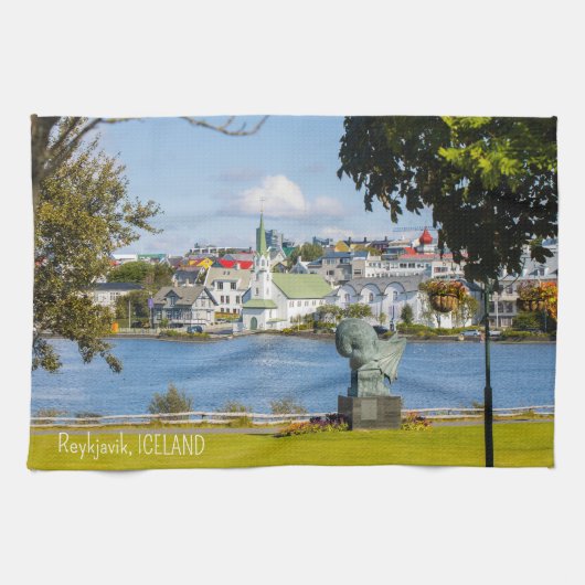 Benutzerdefinierter Text Reykjavik, Island Geschirrtuch (Horizontal)