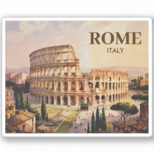 Benutzerdefinierter Text Rom Italien Kolosseum Ret Aufkleber