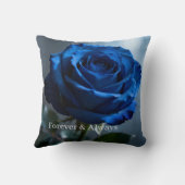 Benutzerdefinierter Text - Romantische blaue Rose  Kissen (Rückseite)