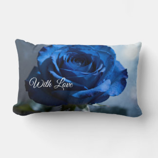 Benutzerdefinierter Text - Romantische blaue Rose Lendenkissen