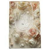 Benutzerdefinierter Text Romantische Blumenkunst m Mittlere Geschenktüte (Vorderseite)