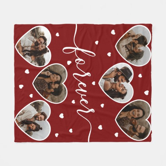 Benutzerdefinierter Text Romantische Herzfotolage Fleecedecke (Vorderseite (Horizontal))