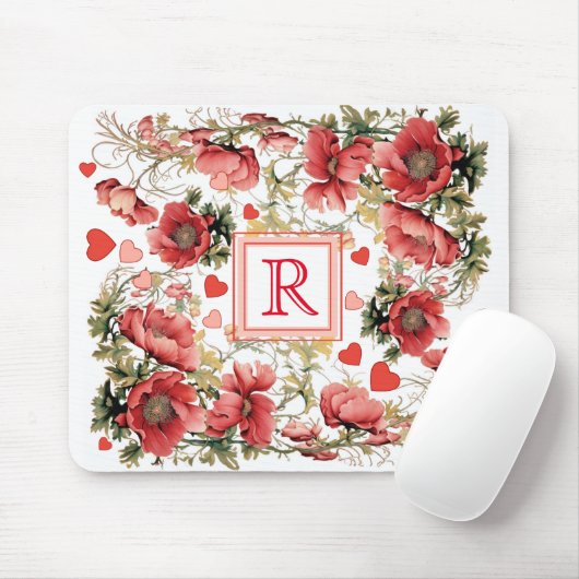 Benutzerdefinierter Text Romantische rosafarbene P Mousepad (Mit Mouse)