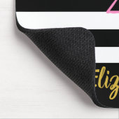 Benutzerdefinierter Text rosa Flamingo auf Schwarz Mousepad (Ecke)