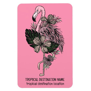 Benutzerdefinierter Text rosa Flamingo Magnet