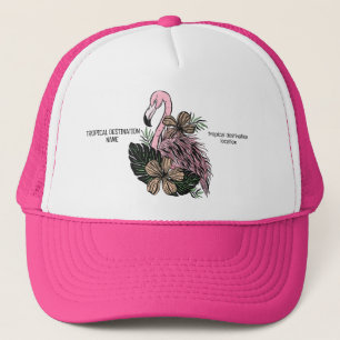 Benutzerdefinierter Text rosa Flamingo Truckerkappe