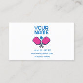 Benutzerdefinierter Text rosa und blau Pickleball Visitenkarte (Rückseite)