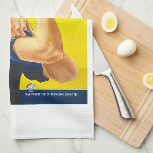 Benutzerdefinierter Text, Rosie the Riveter "We Ca Geschirrtuch (Viertel Falte)