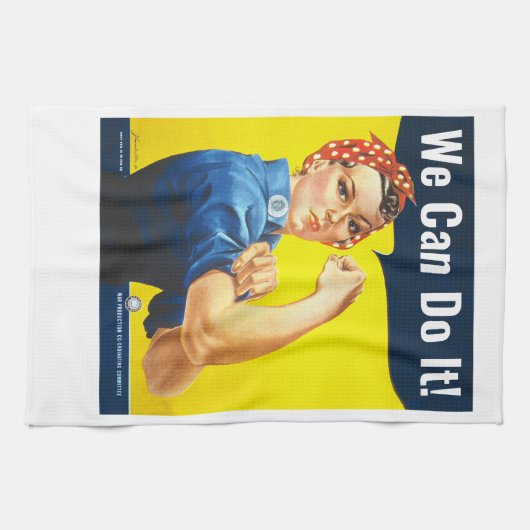 Benutzerdefinierter Text, Rosie the Riveter "We Ca Geschirrtuch (Horizontal)