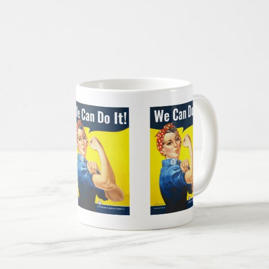 Benutzerdefinierter Text, Rosie the Riveter "We Ca Kaffeetasse (VorderseiteRechts)
