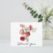 Benutzerdefinierter Text Rot/Rosa Pupien Hochzeits Postkarte (Stehend Vorderseite)