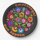 Benutzerdefinierter Text Runde polnische Folklore- Pappteller (Vorderseite)