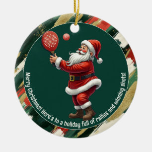 🎾🎄Benutzerdefinierter Text, Santa Rally Round Keramik Ornament