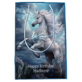 Benutzerdefinierter Text Schöne Einhörner Mittlere Geschenktüte (Vorderseite)