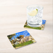 Benutzerdefinierter Text, schöne Sicht auf Alberob Rechteckiger Pappuntersetzer (Vor Ort)