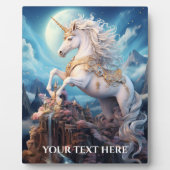 Benutzerdefinierter Text Schönes Einhorn Fotoplatte (Vorderseite)