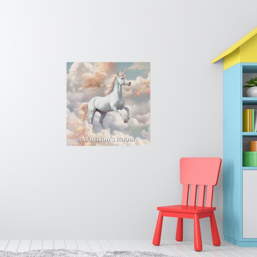 Benutzerdefinierter Text Schönes Einhorn Poster (Kinderzimmer 1)