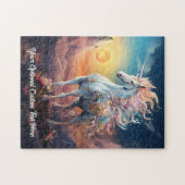 Benutzerdefinierter Text Schönes Einhorn Puzzle (Horizontal)