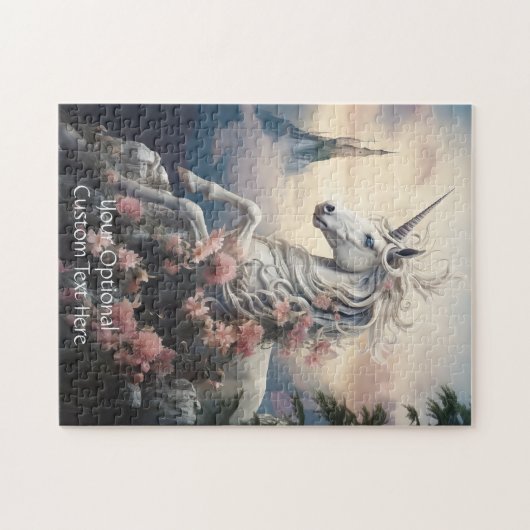Benutzerdefinierter Text Schönes Einhorn Puzzle (Horizontal)