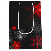 Benutzerdefinierter Text schwarz rotes Thema Weihn Mittlere Geschenktüte (Rückseite)