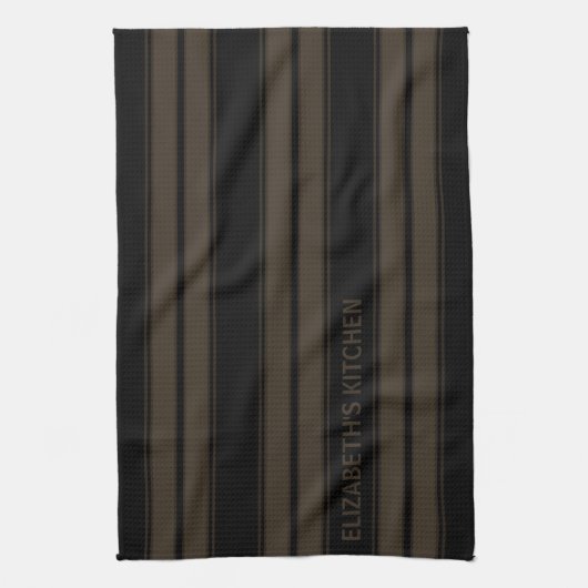 Benutzerdefinierter Text schwarz und braun gestric Geschirrtuch (Vertikal)
