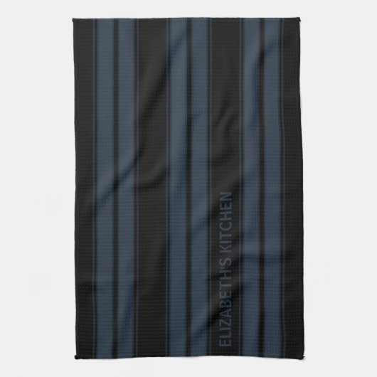 Benutzerdefinierter Text schwarz und grau gestrich Geschirrtuch (Vertikal)