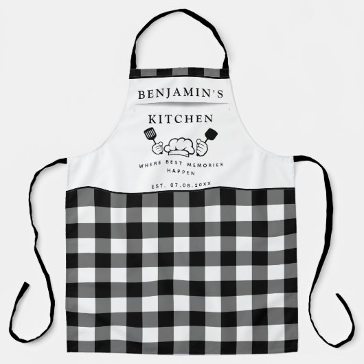 Benutzerdefinierter Text, Schwarz und Weiß Buffalo Schürze (Vorderseite)