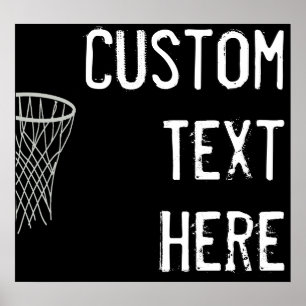 Benutzerdefinierter Text Schwarz/Weiß Basketball-P Poster