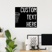 Benutzerdefinierter Text Schwarz/Weiß Basketball-P Poster (Heimbüro)